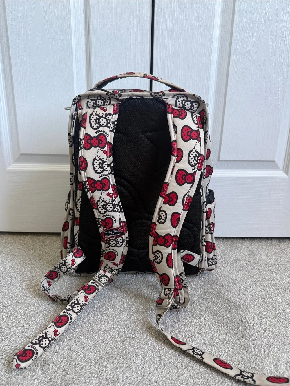 Ju-Ju-Be Hello Kitty Cream Backpack with Red & Black Bow Print